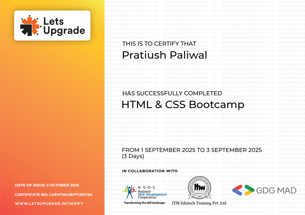HTML CSS Certificate Preview