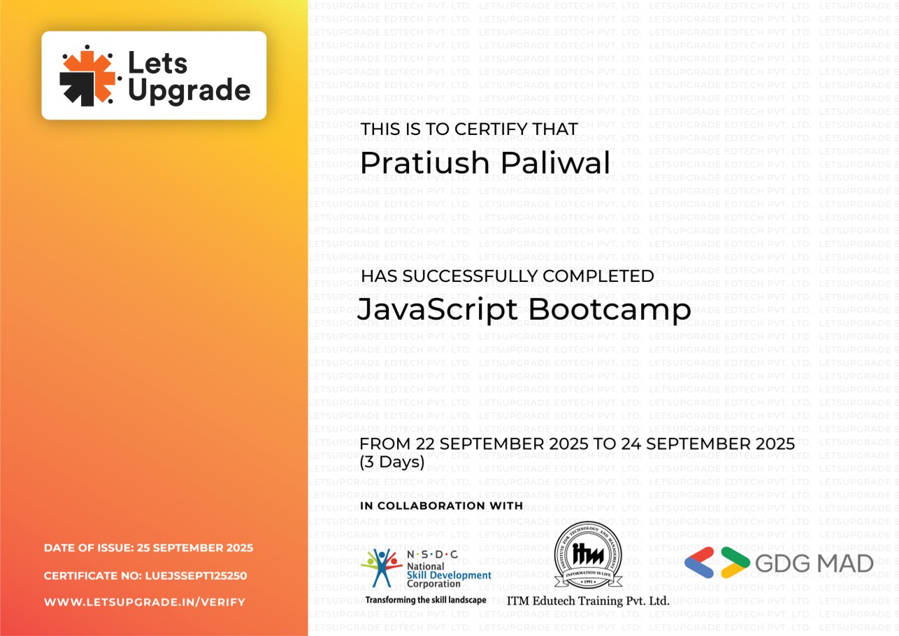 JavaScript Certificate Preview
